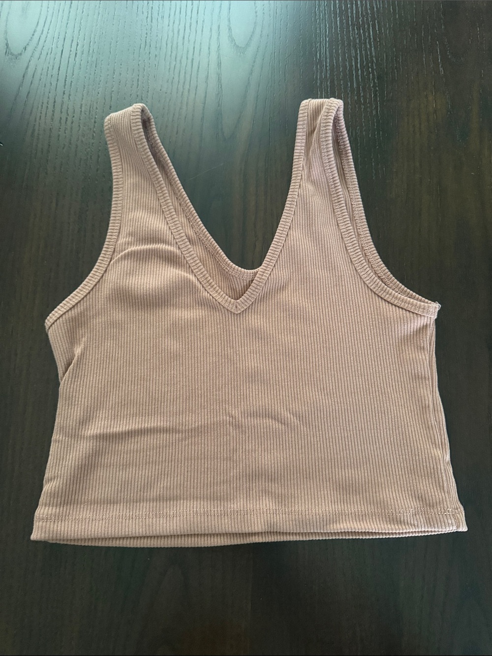 Dress Forum Ribbed V-Neck Cropped Tank - Dusty Pink